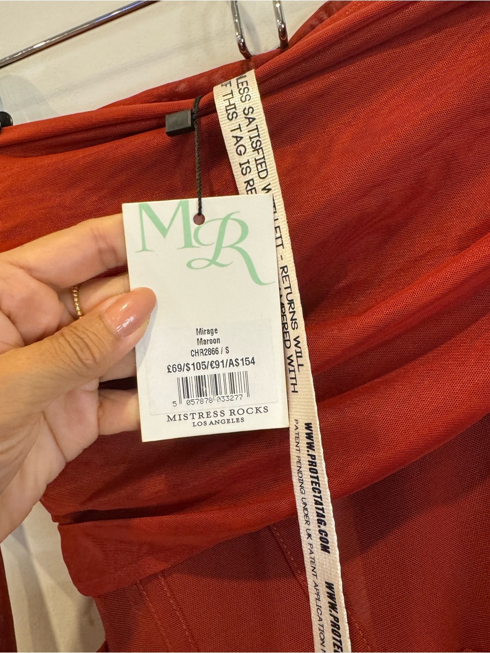 Mistress Rocks Rust Red Ruched Off Shoulder Mini Dress Size Small 0746 - Picture 9 of 13